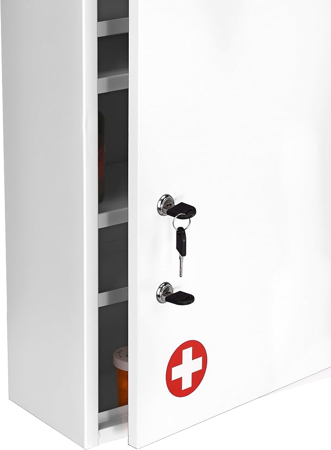 AdirMed Locking Medicine Cabinet Wall Mounted First Aid Cabinet - Image 5