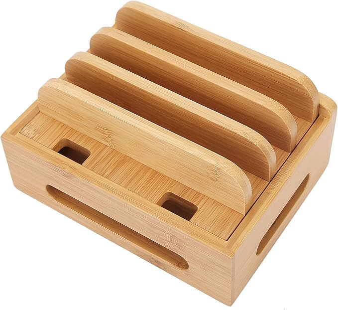 Pssopp Charging Station, Bamboo Organizer, Home or Office Desktop Charging Stand - Image 6