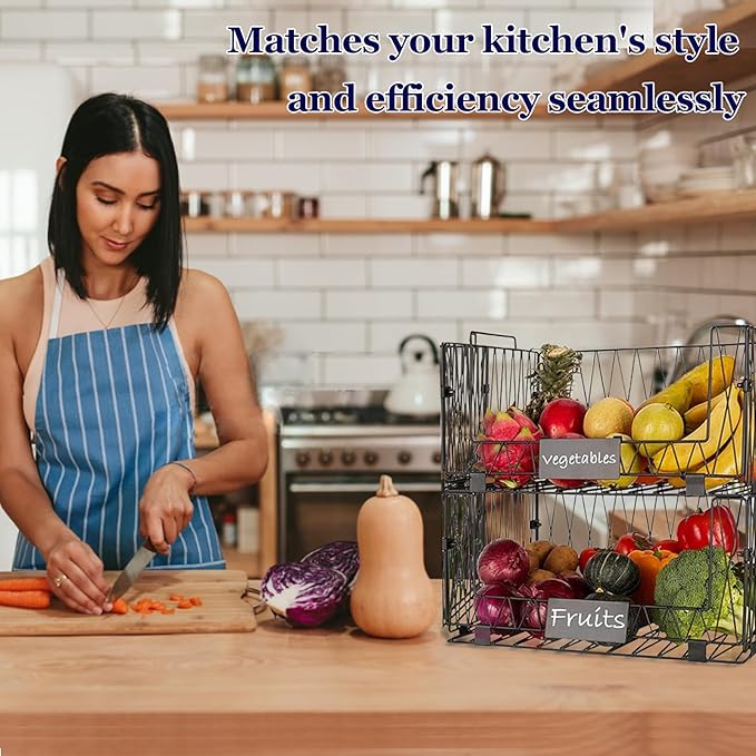 4 PACKS XXL Kitchen Organization and Storage Pantry Baskets, Fruit & Vegetable - Image 6