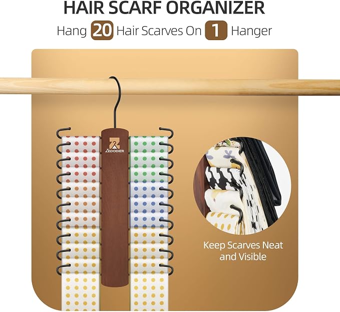 ZEDODIER Wooden Tie Rack, Tie Hanger - Image 4