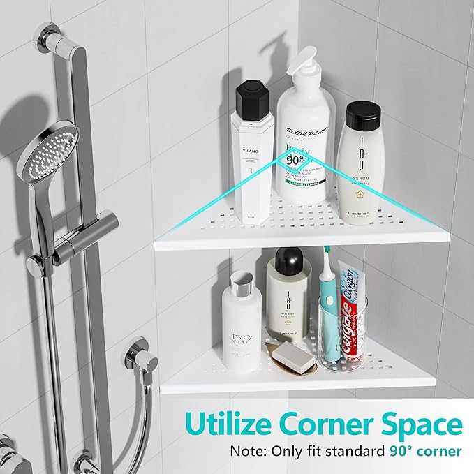 Corner Shower Shelves, 10” Recessed Tile Shower Shelf Matte White, 304 - Image 3