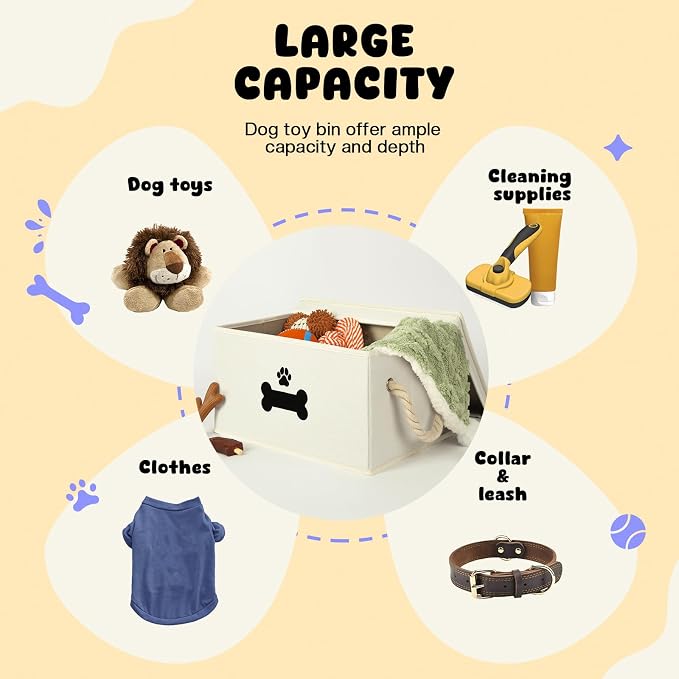 Dog Toy Basket with Lid, Dog Basket - Image 2
