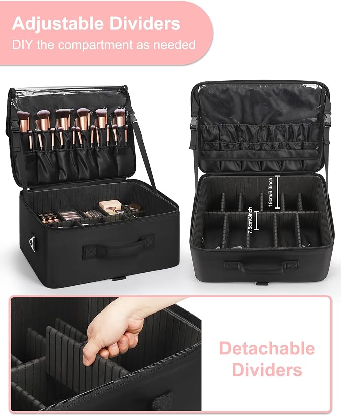 Relavel Extra Large Makeup Case Professional Cosmetic Storage Organizer Box - Image 3