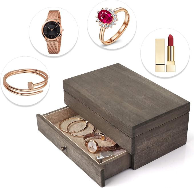 Meangood Jewelry Box Organizer for Women, 2 Layer Large Jewelry Storage Case - Image 7
