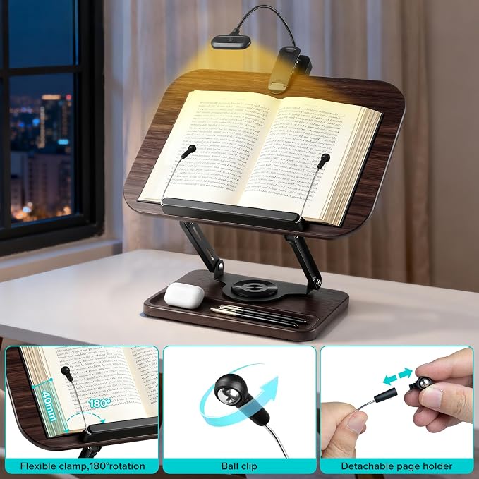 Book Stand with Light & Storage, Book Holders - Image 8