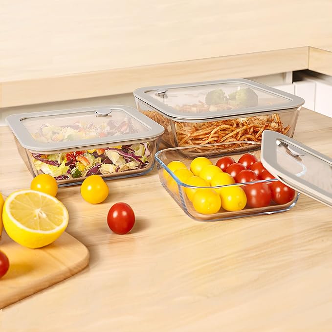 Glass Food Containers with Glass Lid, Microwave Safe Food Storage Container Set - Image 6