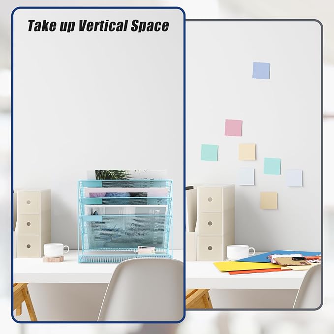 EASEPRES Desk File Organizer Mesh 4-Tier, Hanging Wall Mount Document - Image 4