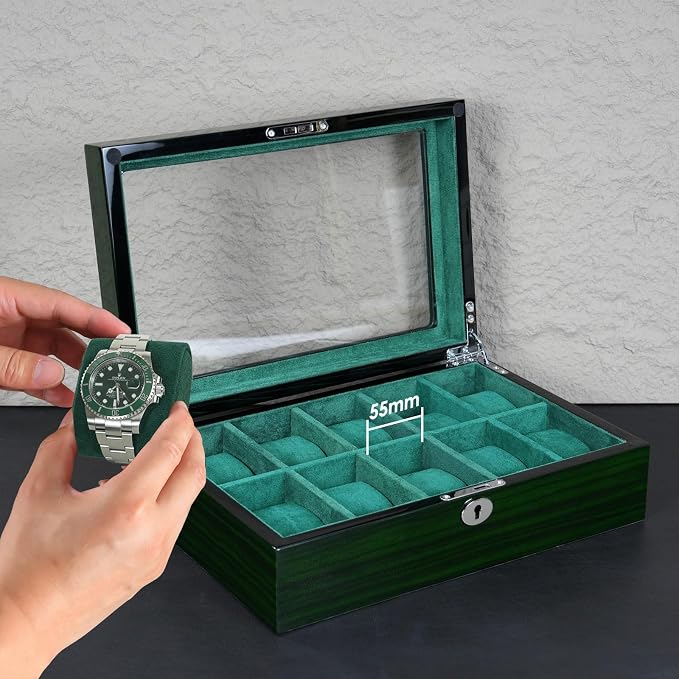Watch Box for Men 10 Watches Storage Organizer Case, Smart Watch Display - Image 4