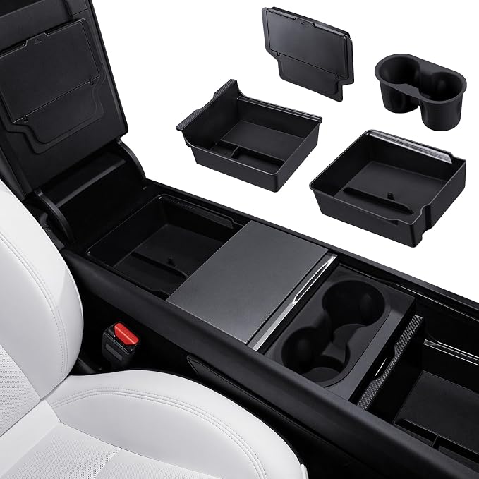 Motrobe 2026 Tesla Model Y Tesla Model 3 Center Console Organizer Tray Cup by Motrobe