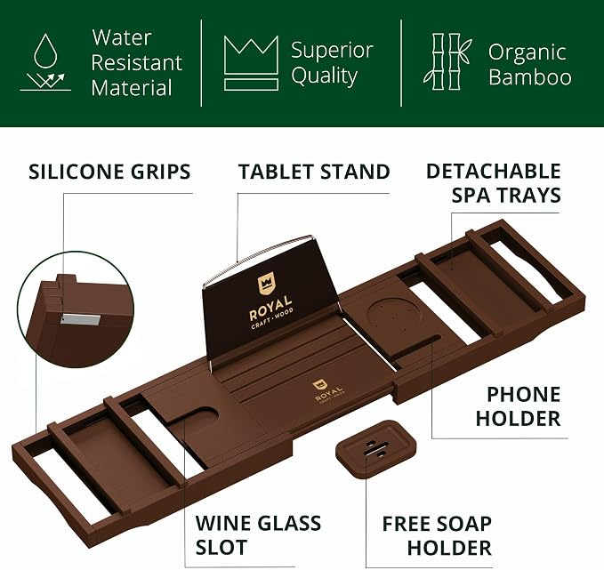 ROYAL CRAFT WOOD Non-Foldable Bathtub Tray - Image 2