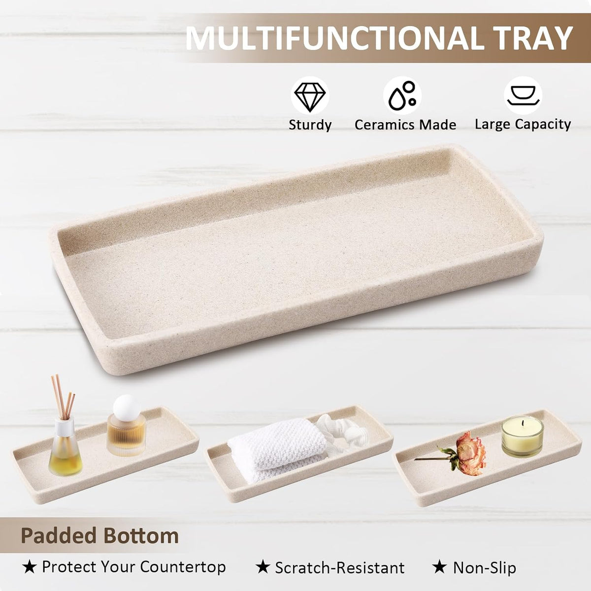 Resin Beige Bathroom Set, 6 Pcs Bath Decor and Accessories Sets