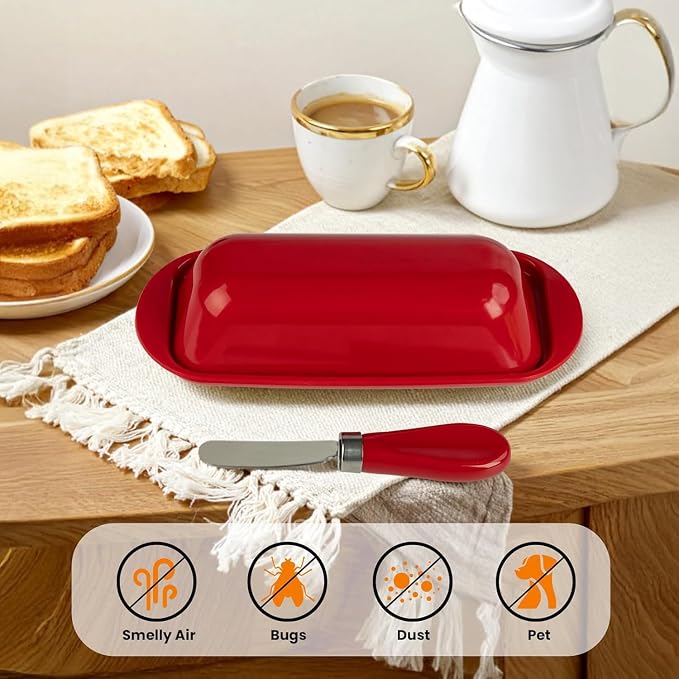 Butter Dish with Lid and Knife, Durable Countertop & Fridge Butter Keeper - Image 8