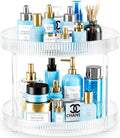 360° Clear Rotating Storage Tray, 2 Tier Lazy Susan Bathroom