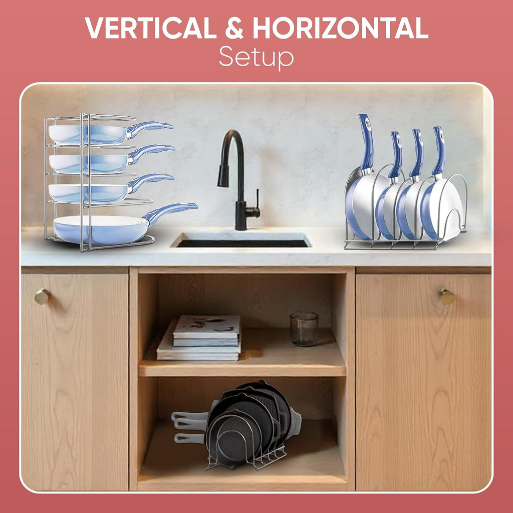 Heavy-Duty Pots and Pans Organizer | 5-Tier Cookware & Lid Storage