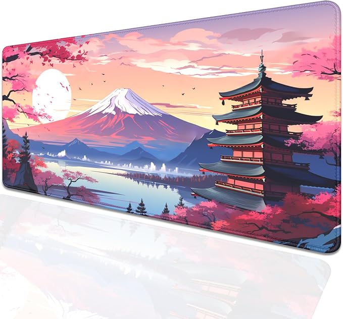 Japanese Cherry Blossoms Mouse Pad, Mount Fuji XL Mousepad Desk Pad - Image 2