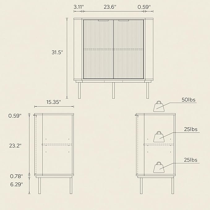 Modern Corner Cabinet, Fluted Small Floor Storage Cabinet - Image 2