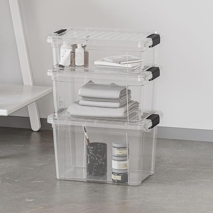 Superio Storage Bins with Lids- 8 Pack, 6.6 Qt Clear Boxes - Image 7