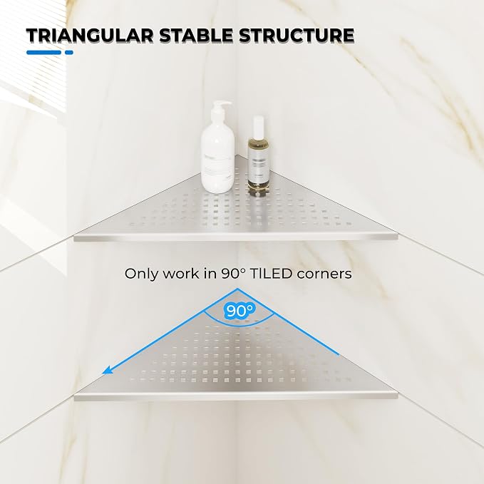 FerdY 2-Pack 10" Brushed Nickel Recessed Corner Shower Shelf, - Image 5