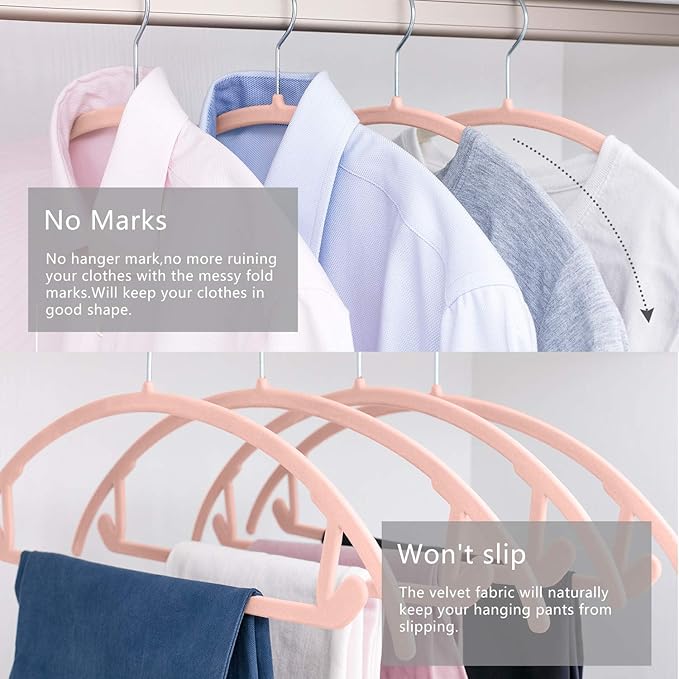 MIZGI Premium Velvet Hangers 50 Pack Heavyduty- Non Slip No Shoulder Bump Suit - Image 5
