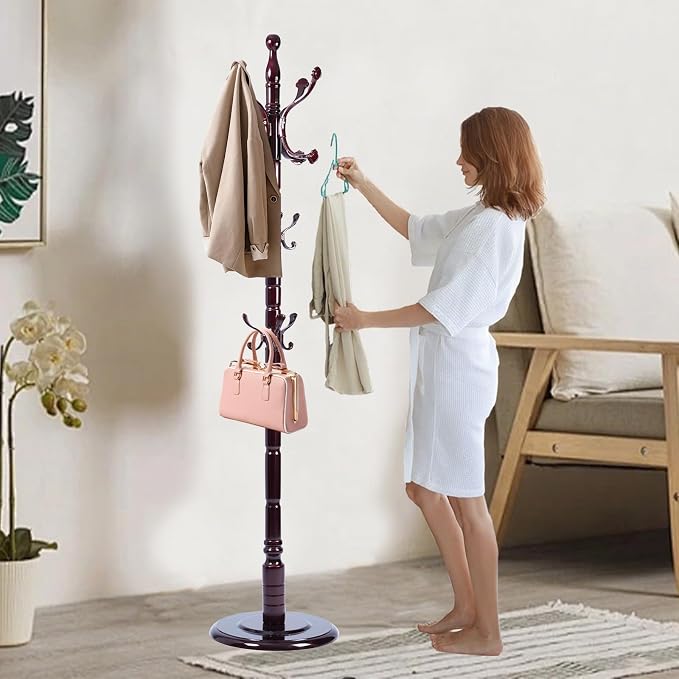 Solid Wooden Coat Rack Stand, Coat Racks Freestanding by Haicang