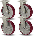 SY America 8" X 2" Casters Wheels, Heavy Duty Casters Set of 4，Polyurethane on by SYAmericaIndustrialCasters