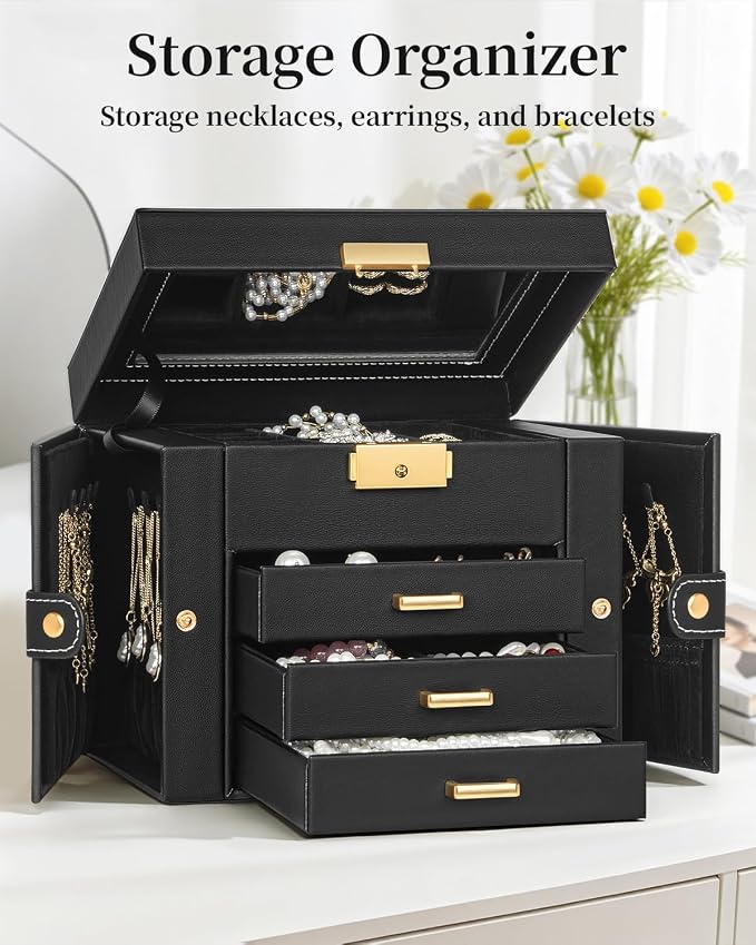 TORIBIO Jewelry Box for Women, Leather Jewelry Organizer - Image 3