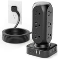 Tower Surge Protector Power Strip, 12 AC Outlets & 8 USB Ports, Flat Plug 5FT by TenTrend