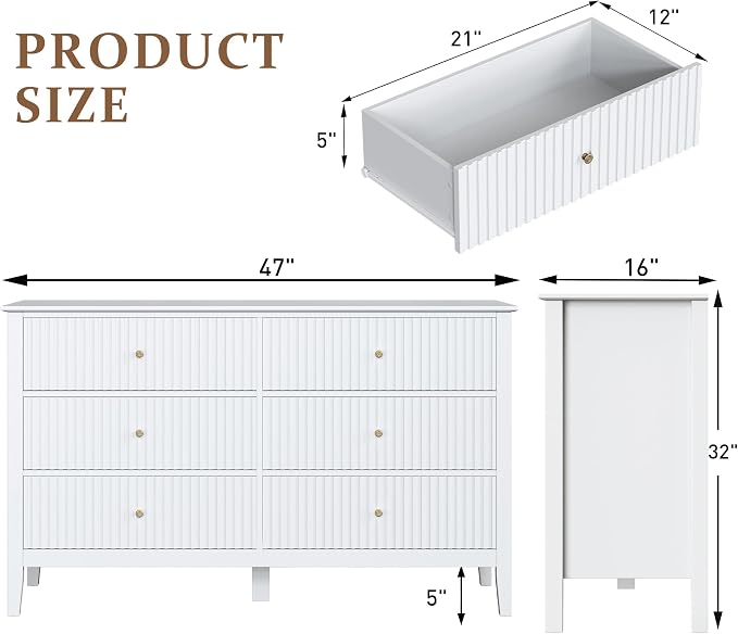 RoyalCraft White 6 Drawer Dresser - Image 2