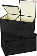 2 Pack Large Linen Fabric Collapsible Storage Bins by Unknown