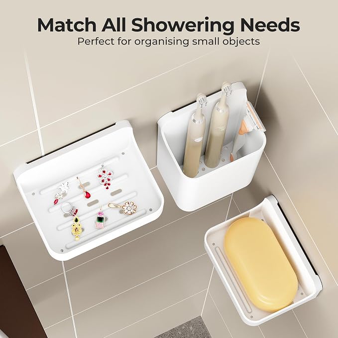 Orimade Shower Caddy 5-Pack, No-Drill Adhesive Shelves - Image 3