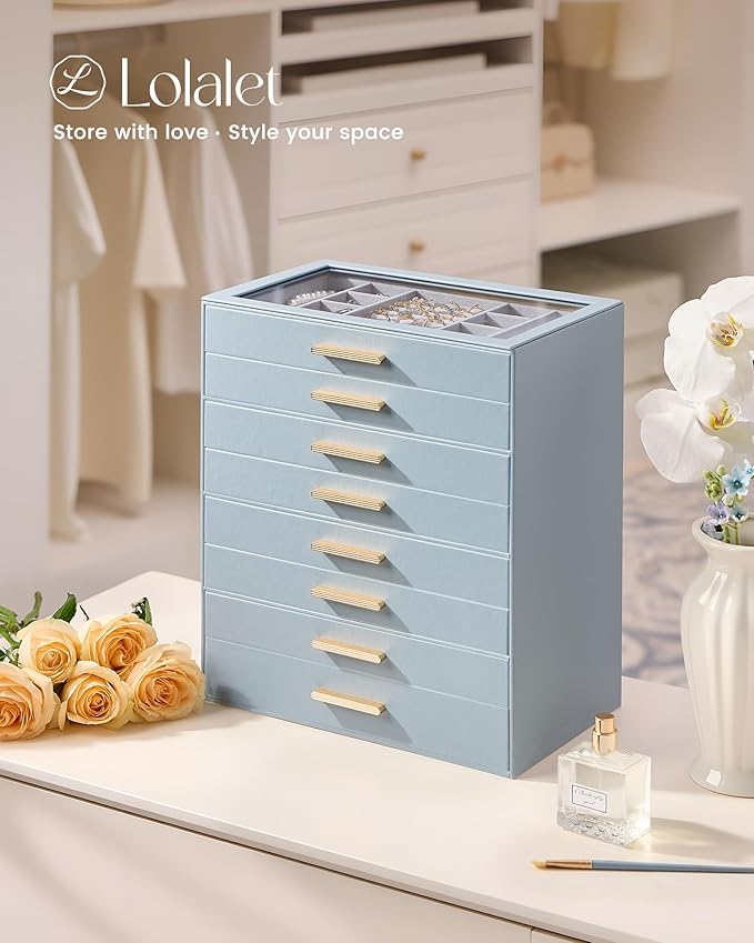 Lolalet Jewelry Box Organizer, 8-Layer Jewelry Organizers and Storage Case - Image 4