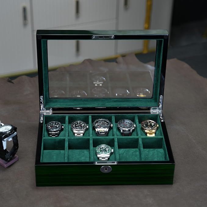 Watch Box for Men 10 Watches Storage Organizer Case, Smart Watch Display - Image 3