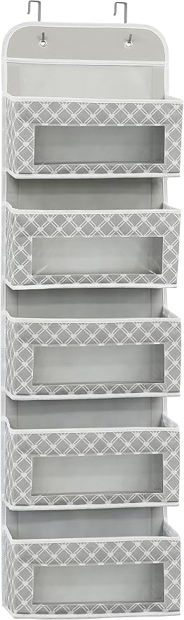Simple Houseware 5 Clear Window Pocket Over Closet Door Storage Hanging - Image 4