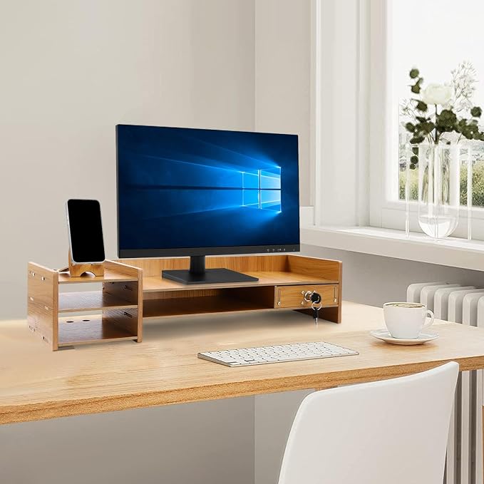 Wood Computer Monitor Stand for Desk Monitor Riser - Image 2