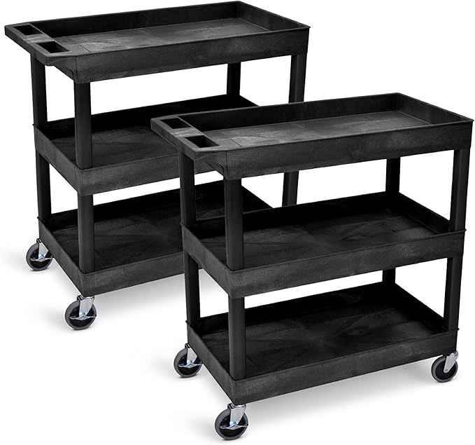 Tubstr 3-Tier Rolling Utility Cart 2-Pack | Each Supports up to 300 lbs. by StandSteady