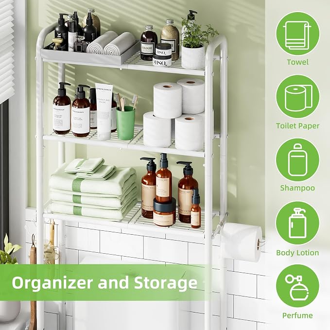 Simple Trending Over The Toilet Storage Rack, Metal 3 Tier Bathroom Organizer - Image 4