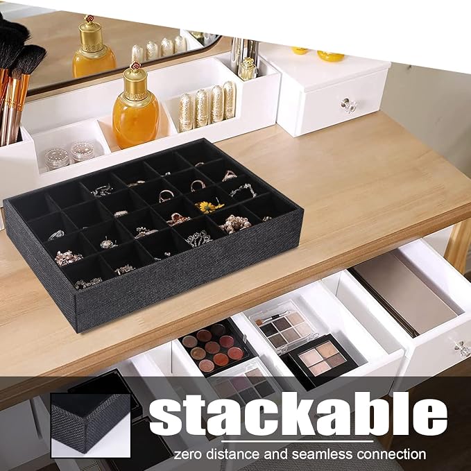 Julysky 2 Pack 24 Grids Jewelry Organizer Trays Ring Earring Display Stand - Image 4