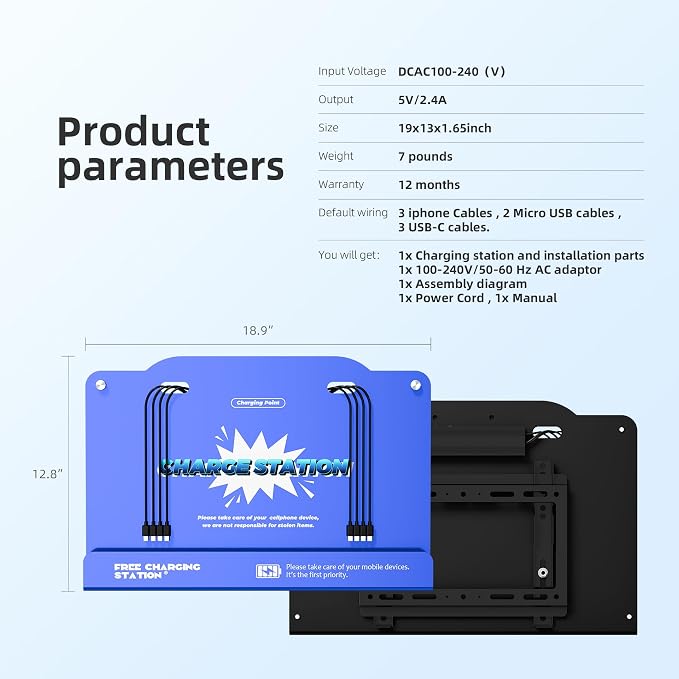 8-Port Wall Mounted Charging Station - Image 6