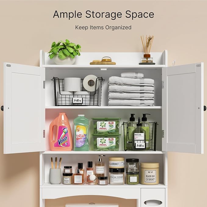 Ahomly Over The Toilet Storage Cabinet, 32.3" W Over Toilet Bathroom Organizer - Image 3