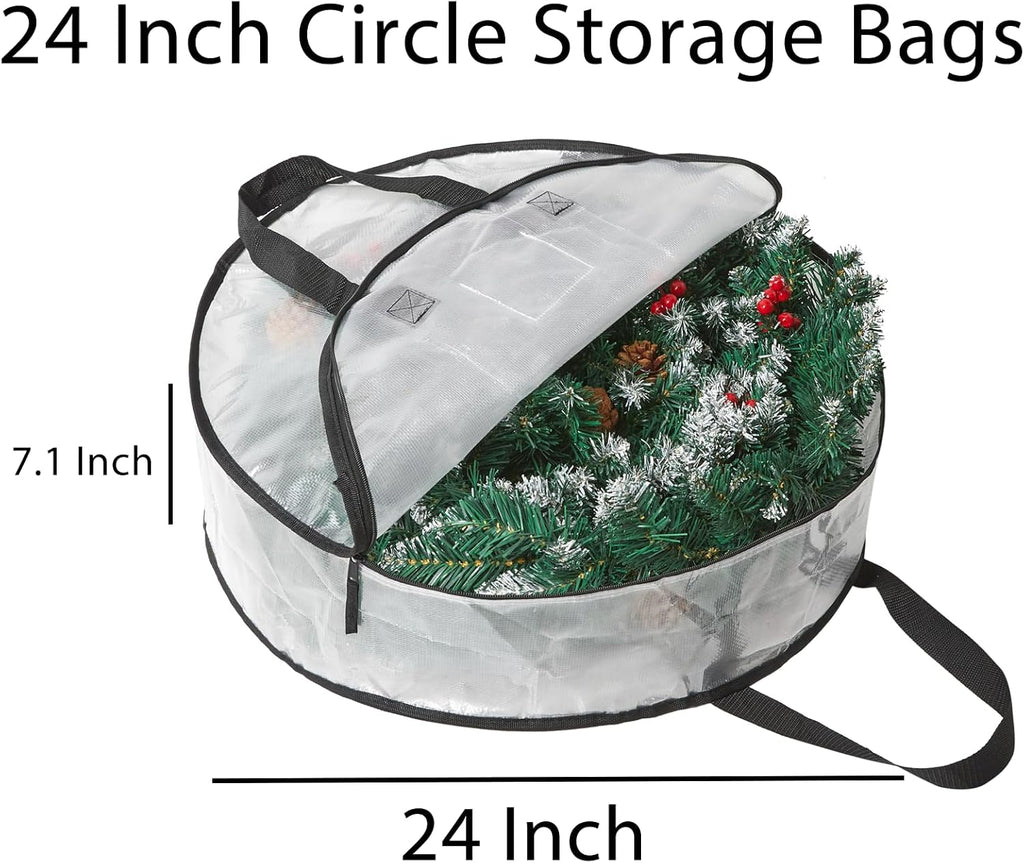 2 Pack 24 Inch Clear Wreath Storage Bags & Garland Organizers