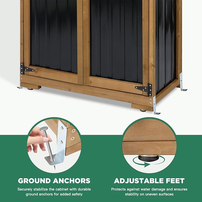 Outdoor Storage Cabinet, Wood & Metal Storage Shed - Image 5