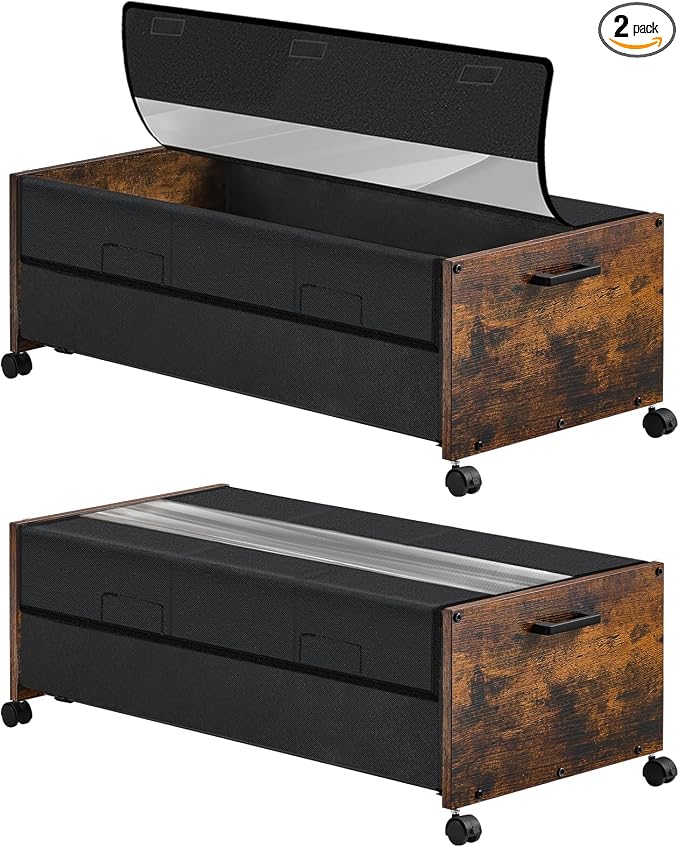 Under Bed Storage with Wheels XXL Size, Under Bed Storage Containers, UnderBed by FOUCSSOMEI