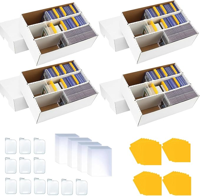 4Pack 3Pack Card Box for Trading Card, 2400-count Cardboard Card Storage Box by shinwinly