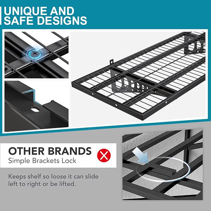 2-Pack 1.5×3.8ft Garage Wall Shelving, 18×45.6 inches Heavy Duty Wall Mounted - Image 5