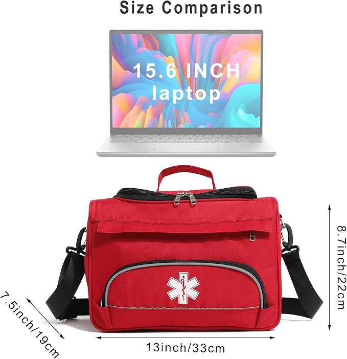 Empty Red First Responder Bag On Call Trauma Bag EMT First Aid Carrier - Image 2