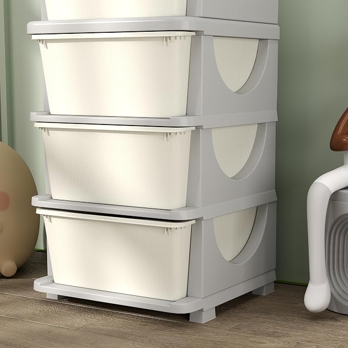 Qaba 4 Tier Kids Storage Unit, 4 Drawer Chest Toy Organizer Plastic Bins - Image 9