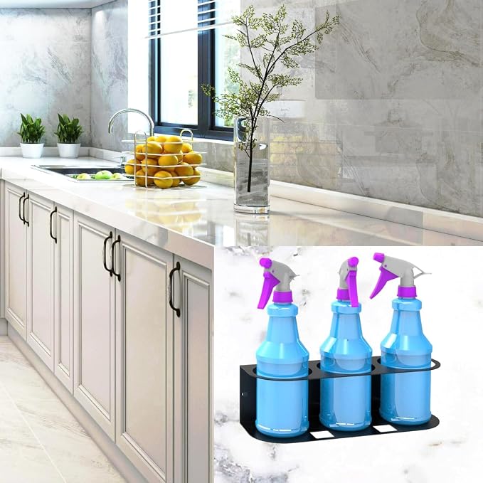JINGCHENGMEI 3 Spray Bottles Holder, Steel Wall Mount Storage Organizer - Image 4