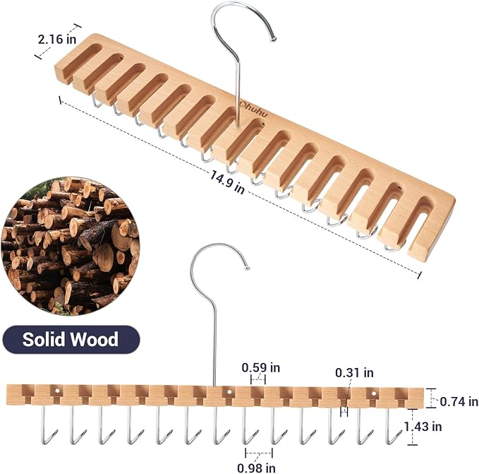 Belt Hanger Organizer for Closet: Ohuhu 2 in 1 Wall Mount Hanger 14 Slots+13 - Image 4