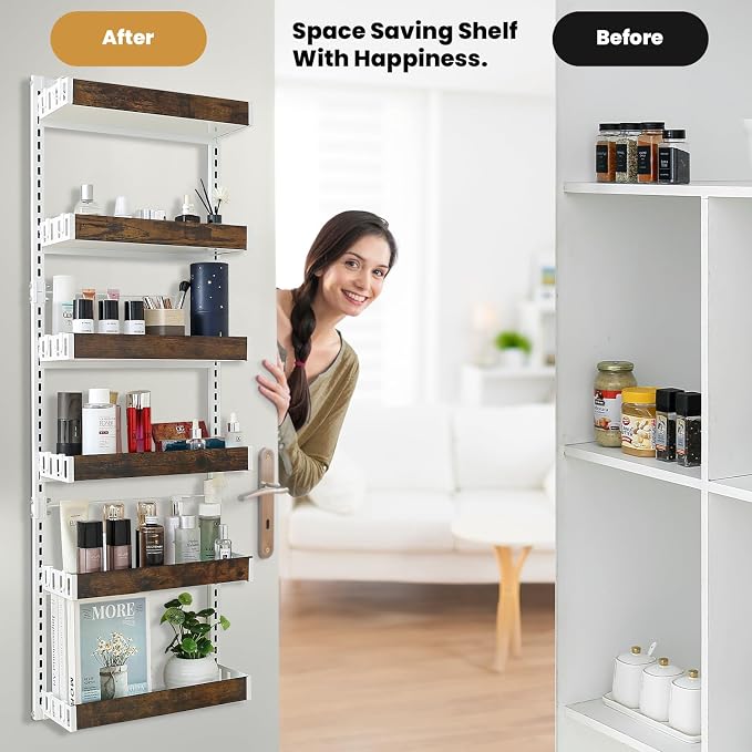 Over-The-Door Organizer – 6-Tier Wooden Pantry Storage Shelf - Image 4