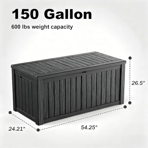 150 Gallon Waterproof Outdoor Storage Box, UV Resistant Resin Deck Box - Image 2